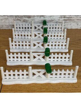 Vintage White Picket Fence With Green Mailbox Wooden Lot Of 5